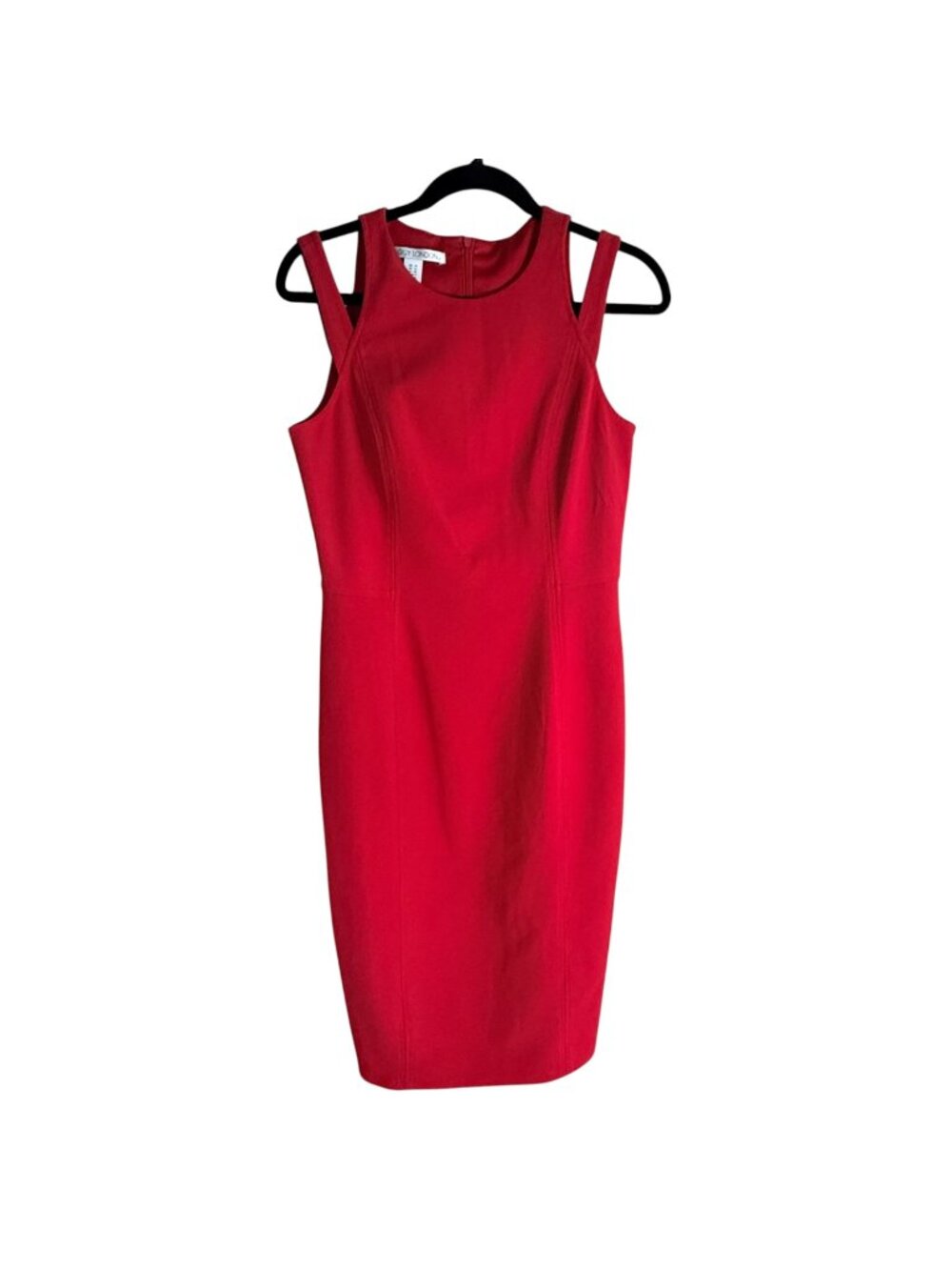 Maggy London Red Sleeveless Sheath Dress Size 10 With Double Strap Detail